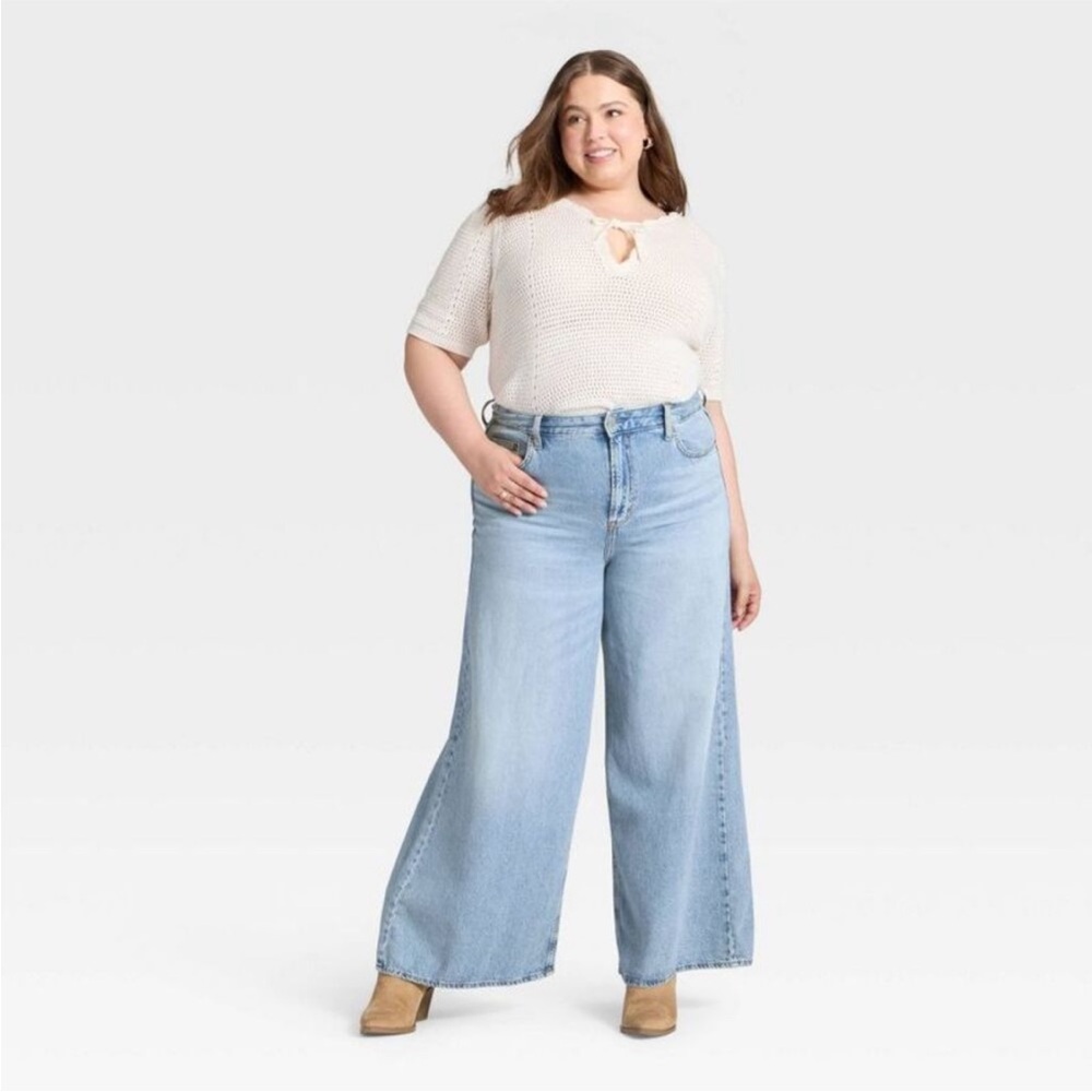 Universal Thread Highest-Rise Palazzo Wide Leg Jeans Light Wash SIZE 30 NWT - Picture 3 of 8